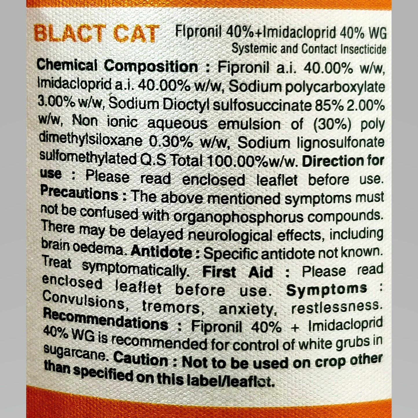 Black Cat (Fipronil 40% + Imidacloprid 40% WG) Insecticide