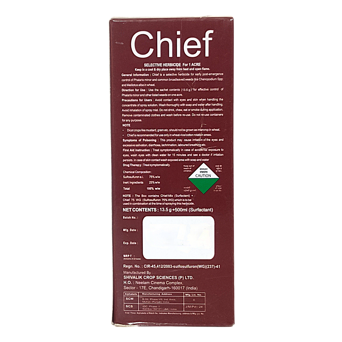 Chief - Sulfosulfuron 75% WG Herbicide