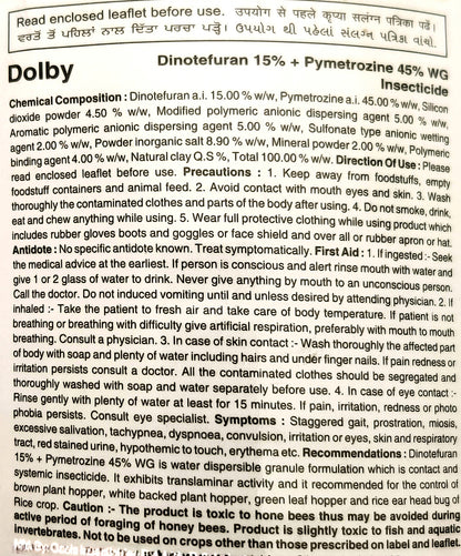 Dolby  - Dinotefuran 15% + Pymetrozine 45% WG Insecticide