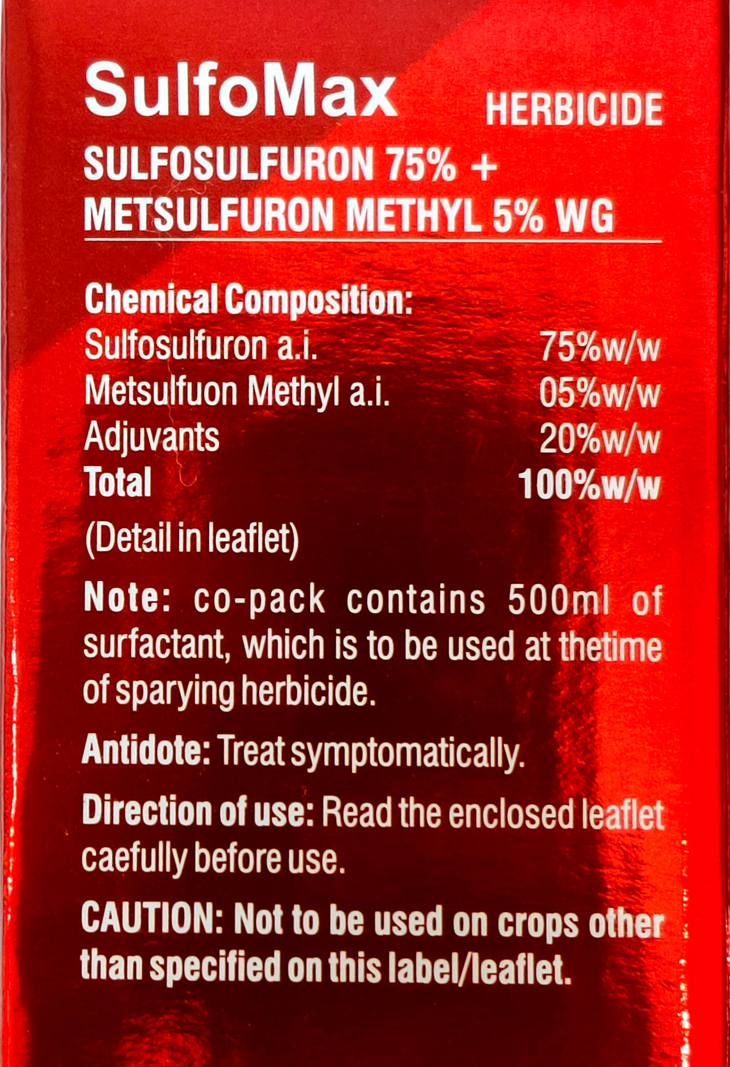 Sulfo Max - Sulfosulfuron 75%+ Metsulfuron methyl 5% WG Herbicide