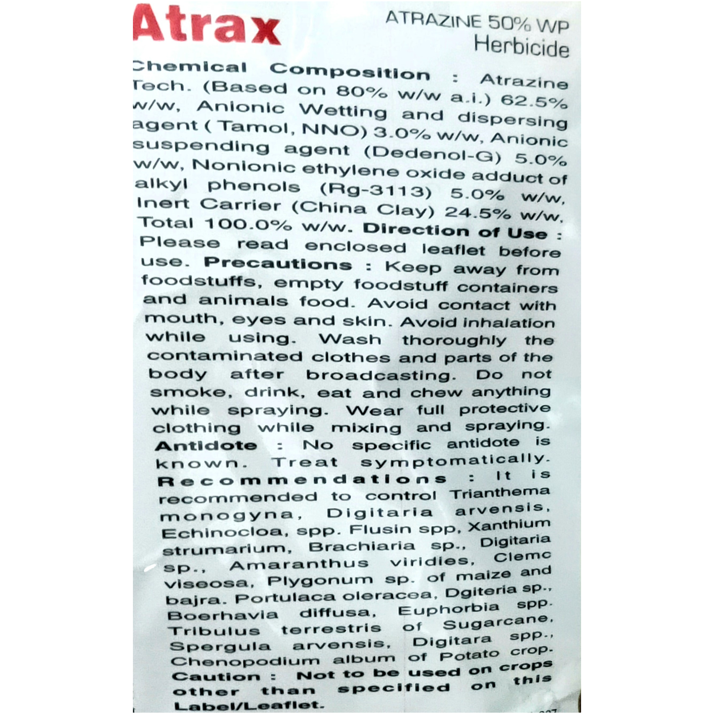 Atrax Atrazine 50% WP Herbicide