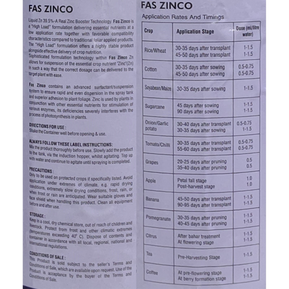 Fas Zinco Fertilizer for zinc deficiency correction