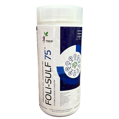 Foli-Sulf 75 Tebuconazole 10% + Sulphur 65% WG Fungicide bottle - FarmMate.in