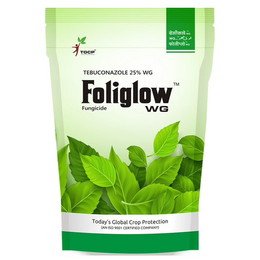 Foliglow Tebuconazole 25% WG Fungicide bottle - FarmMate.in