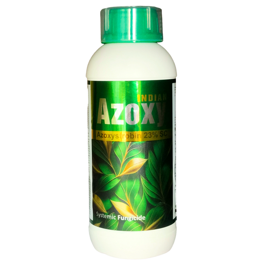 Indian Azoxy Azoxystrobin 23% SC Fungicide bottle - FarmMate.in