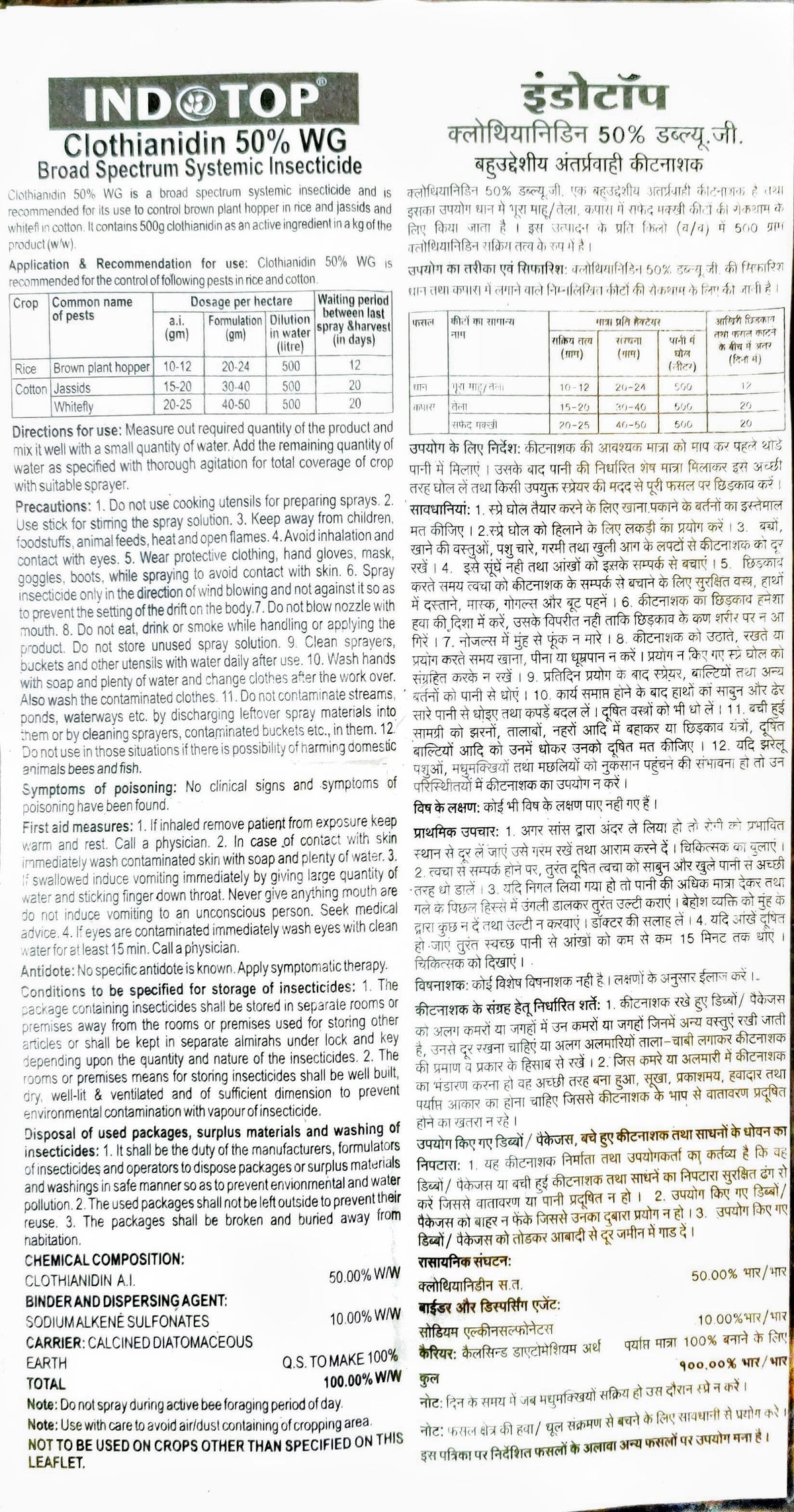 Indotop Insecticide for rice pest control