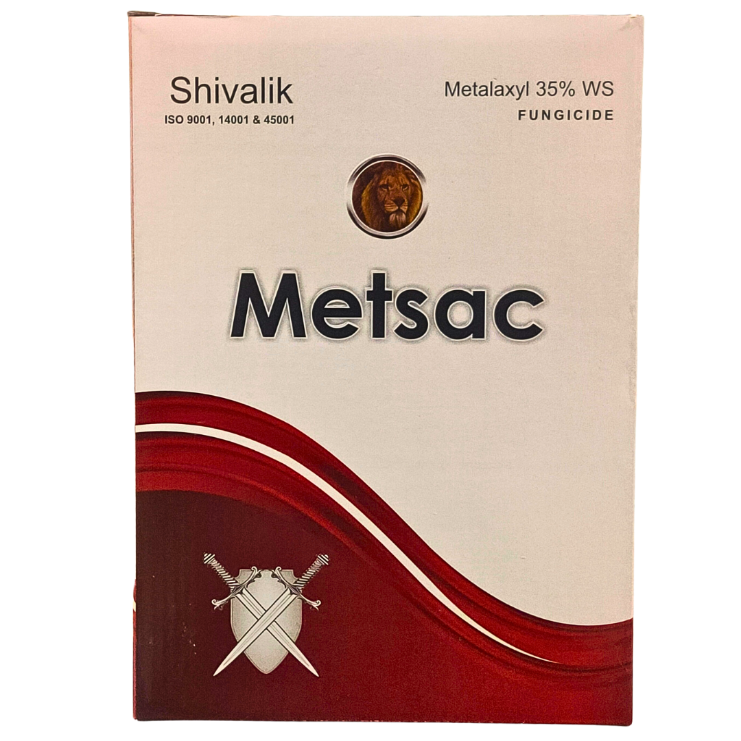 Metsac Metalaxyl 35% WS Fungicide bottle - FarmMate.in