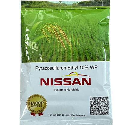 Nissan Pyrazosulfuron Ethyl 10% WP Herbicide bottle - FarmMate.in