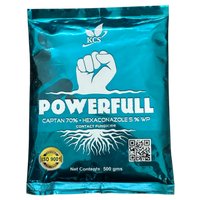 Powerfull Captan 70% + Hexaconazole 5% WP Fungicide bottle - FarmMate.in