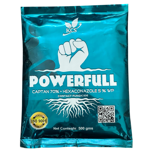 Powerfull Captan 70% + Hexaconazole 5% WP Fungicide bottle - FarmMate.in