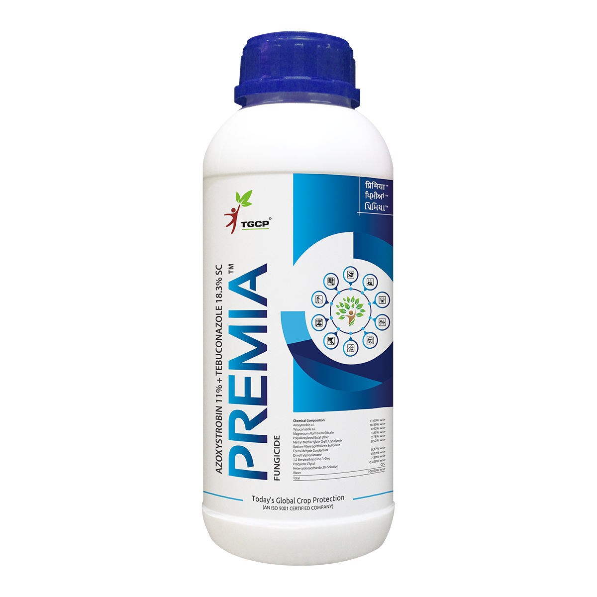 Premia Azoxystrobin 11% + Tebuconazole 18.3% SC Fungicide bottle - FarmMate.in