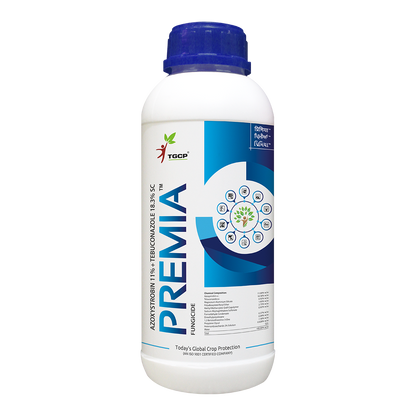 Premia Azoxystrobin 11% + Tebuconazole 18.3% SC Fungicide bottle - FarmMate.in