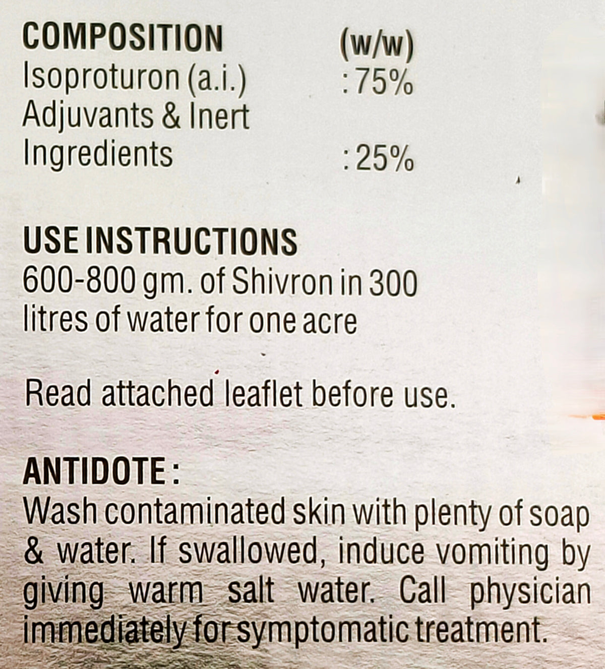 Shivron Herbicide product label