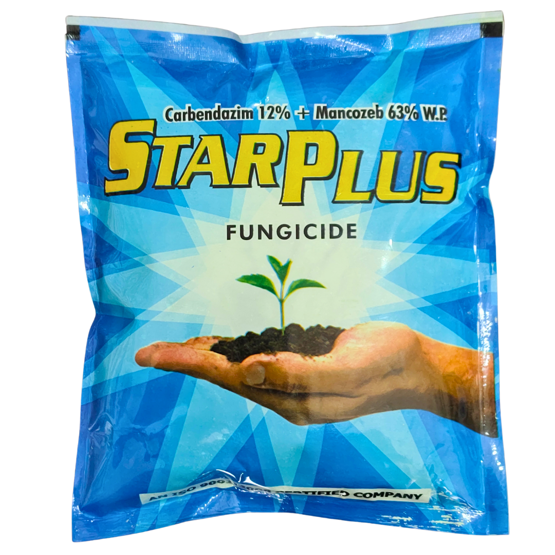 Star Plus Carbendazim 12% + Mancozeb 63% WP Fungicide bottle - FarmMate.in