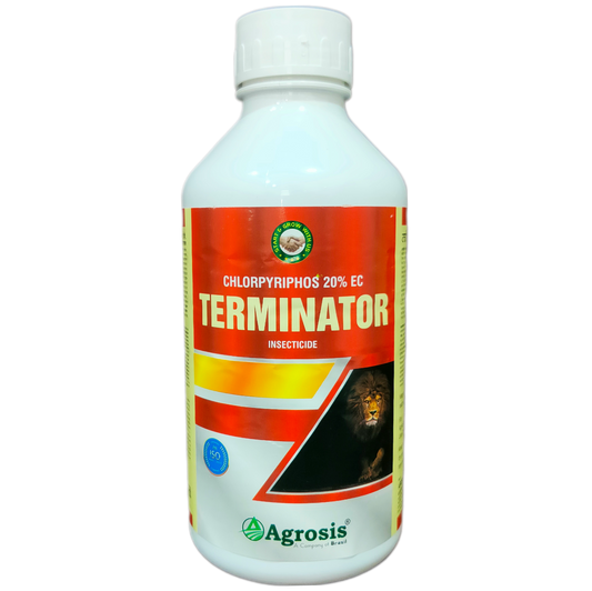 Terminator Chlorpyriphos 20% EC Insecticide bottle - FarmMate.in