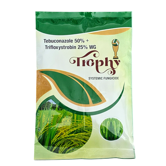 Trophy Tebuconazole 50% + Trifloxystrobin 25% WG Fungicide bottle - FarmMate.in