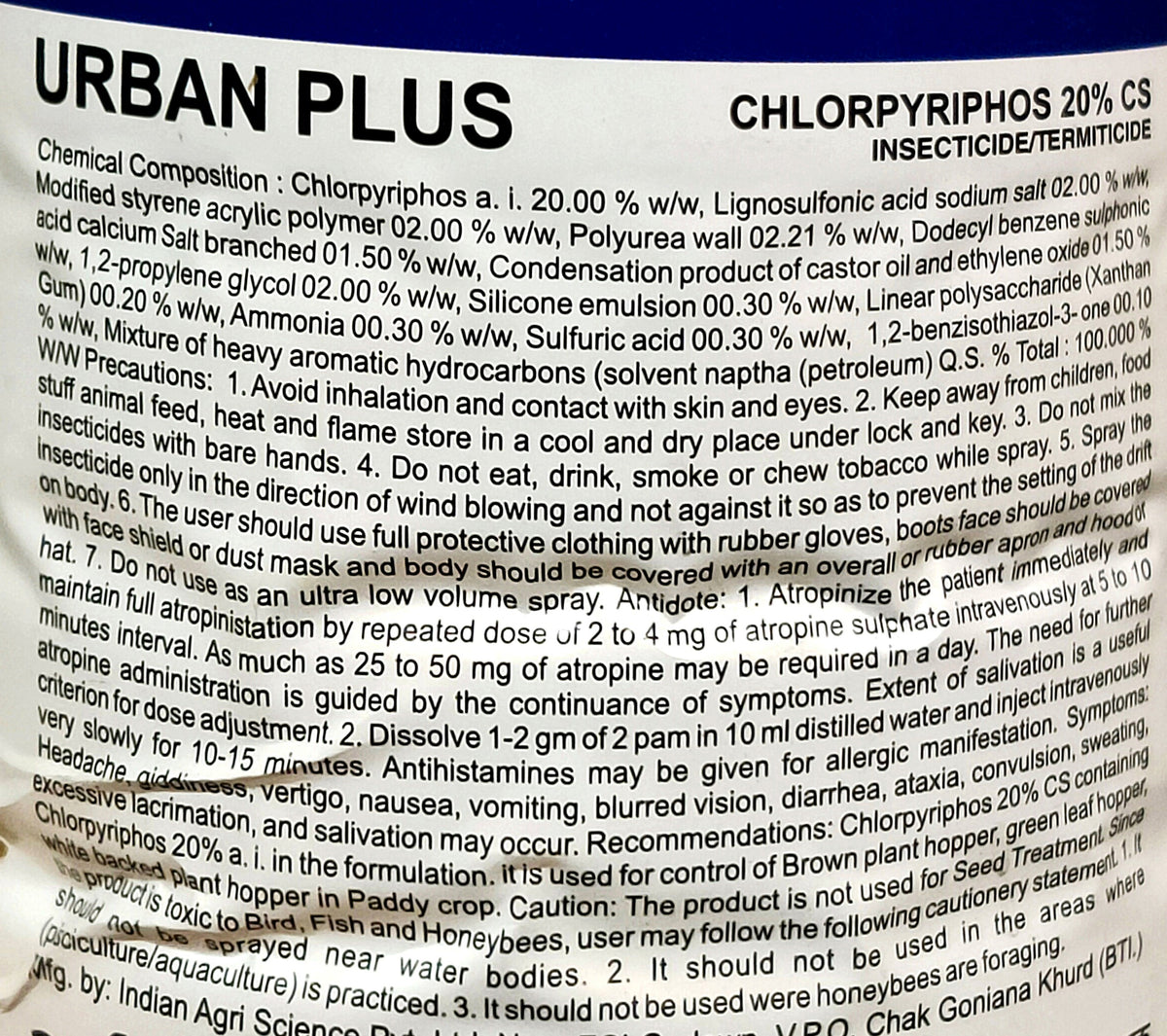 Urban+ Insecticide product label