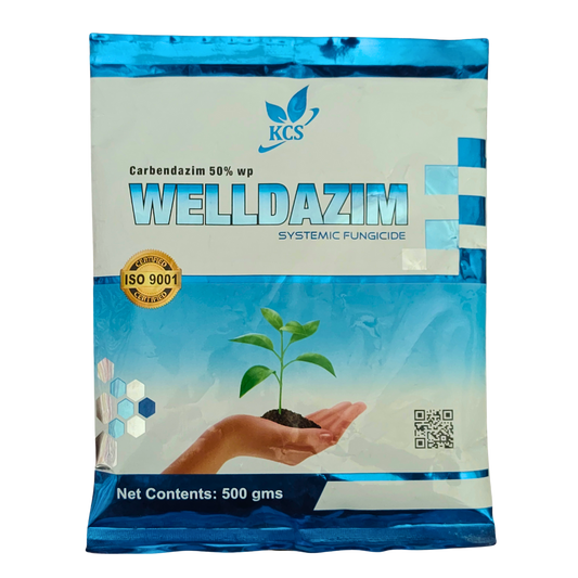 Welldazim Carbendazim 50% WP Fungicide bottle - FarmMate.in