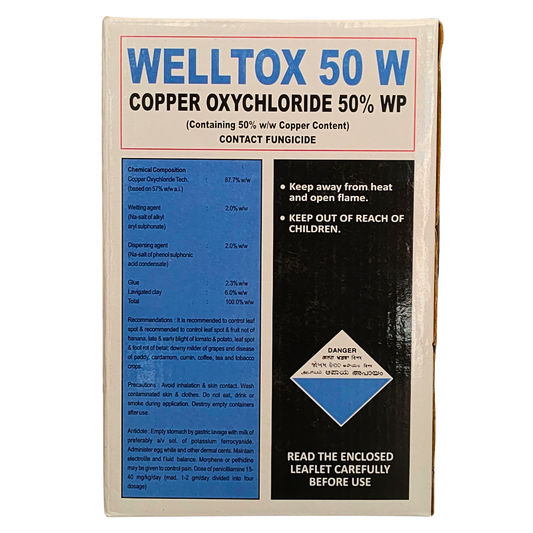Welltox 50 W Copper Oxychloride 50% WP Fungicide pack - FarmMate.in